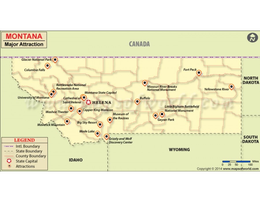 montana map with tourist attractions